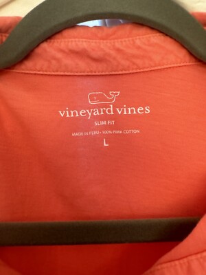 Vineyard Vines Men's Polo Shirt Light Red / Pink Cotton Large Slim