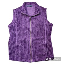 Woolrich Women  s M Corduroy Zip Up Vest w/ Pockets Purple Eggplant Cotton Ribbed