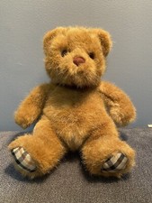 Kensington Russ Berrie Item 329 Brown Bear With Plaid Feet Plush 10" T7