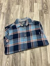 EDDIE BAUER Button Down Collar Blue Plaid Flannel Shirt Men's Size Small