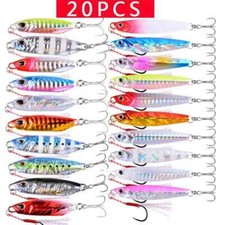 20PCS Quality Metal Cast Jig Spoon Set Shore Casting Jigging Fish Fishing Lure