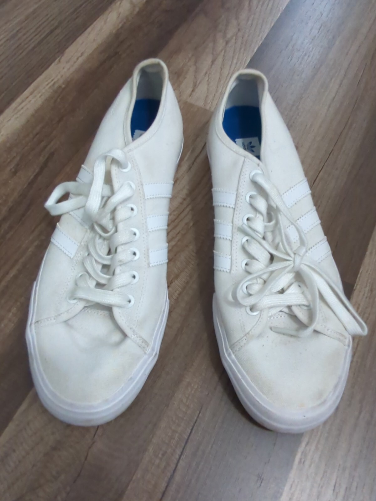 Adidas Triple White Nizza Platform Trainers Size 10 Lyv029001 (Needs