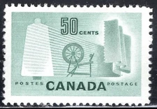 Canada Stamp Scott #334, 50c, Bobbin, Cloth & Spinning Wheel, MLH, SCV$2.75