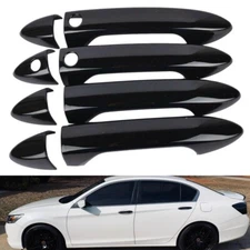 For 2013-2017 Honda Accord GLOSS BLACK Door Handle Covers WITH Front Smartkey
