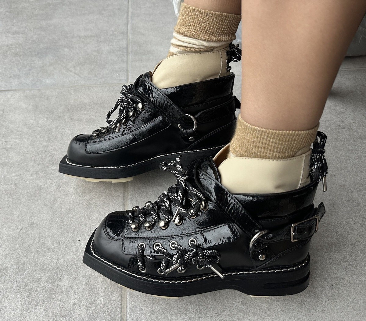 Acne Studios Patent Leather Mountaineering HEIDE Boots Size 38 | eBay