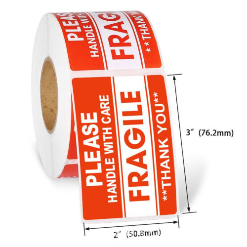 Fragile Handle With Care Sticker Warning Label Package Mailing Logo 100pc Roll - Picture 8 of 14