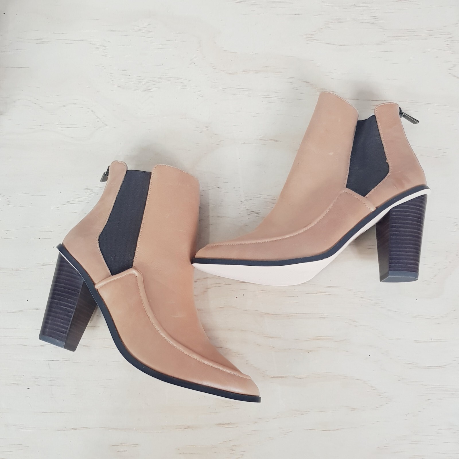 NUDE Womens Size EUR 39 Tan Leather Ankle Boots Shoes