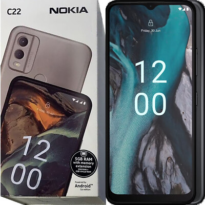 Nokia C22 4G/LTE Midnight Black 64GB + 2GB Dual-Sim Factory Unlocked ...