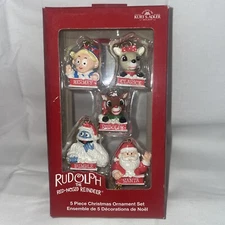 Kurt S. Adler Rudolph The Red Nosed Reindeer 5 Piece Christmas Ornament Set NIB