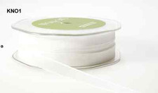 3/8 Inch Solid Two Tone Ribbon - May Arts - KN01 - White/White - 5 yards