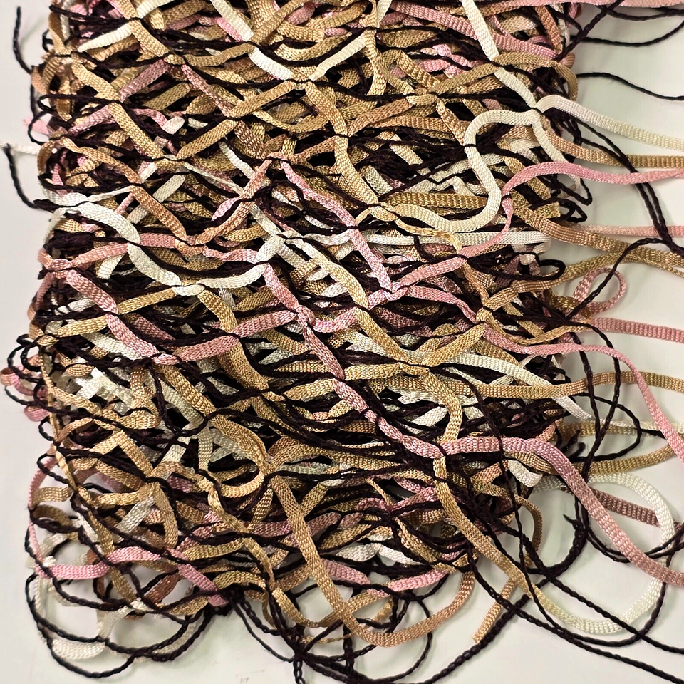 Open Weave Ribbon Scarf Fringe Pink Beige Cream Black eBay