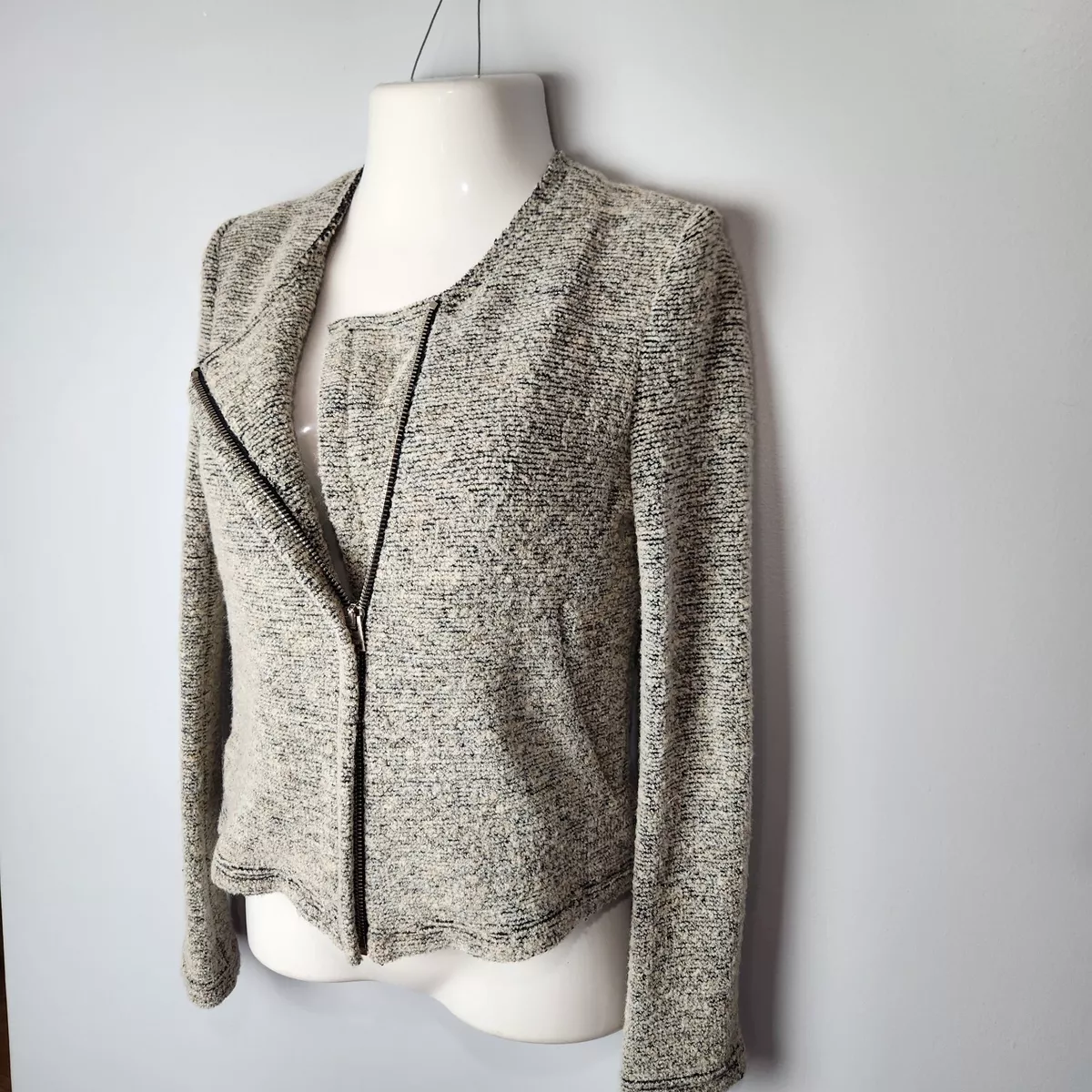 Chanel Off White Bouclé Crystal Button Jacket Size 40