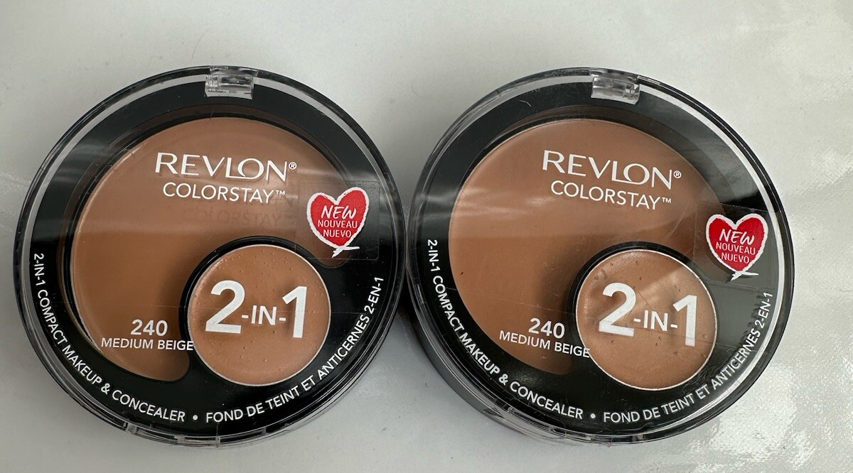 2 X Revlon Colorstay 2 in 1 Compact Makeup & Concealer 240 Medium