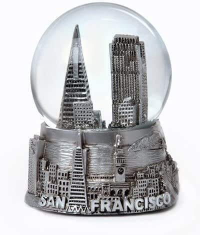San Francisco California Silver Tone Snow Globe 65mm - Glass Globe - Picture 1 of 1