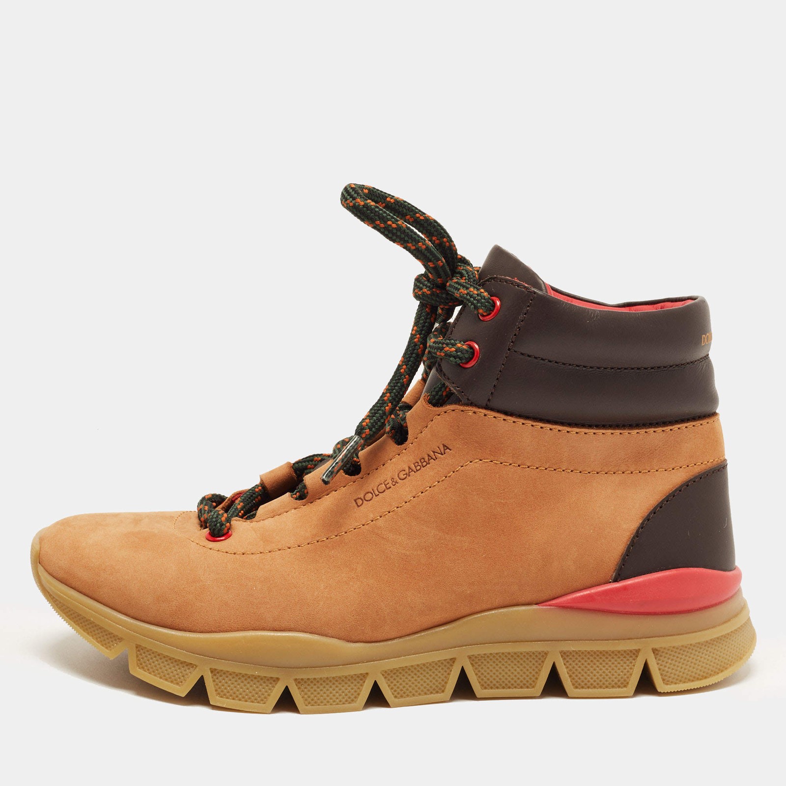Dolce Gabbana Size 31 TanBrown Nubuck and Leather Ankle Boots