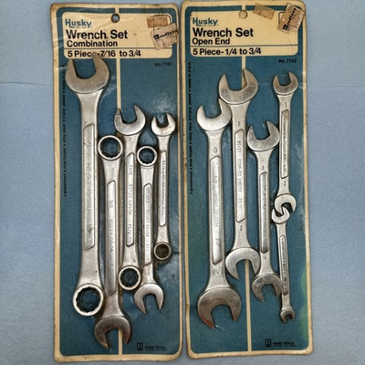 #ad Vintage Husky Tools USA NOS SAE Wrench Sets Open End amp; Combination Rare $99.99