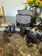 Nikon FM 35mm Film Camera w/ Lens, Flash, Camera Bag  Film Bundle