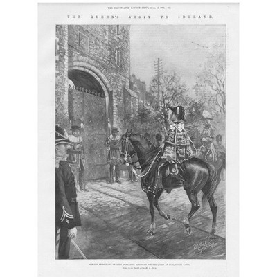DUBLIN Athlone Pursuivant fordert Eintritt vor Stadttoren - antiker Druck 1900