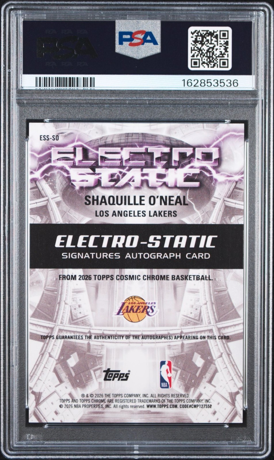 2025 TOPPS COSMIC CHROME ELECTRO-STATIC AUTO SHAQUILLE O'NEAL RED FLARE PSA 8 view 2