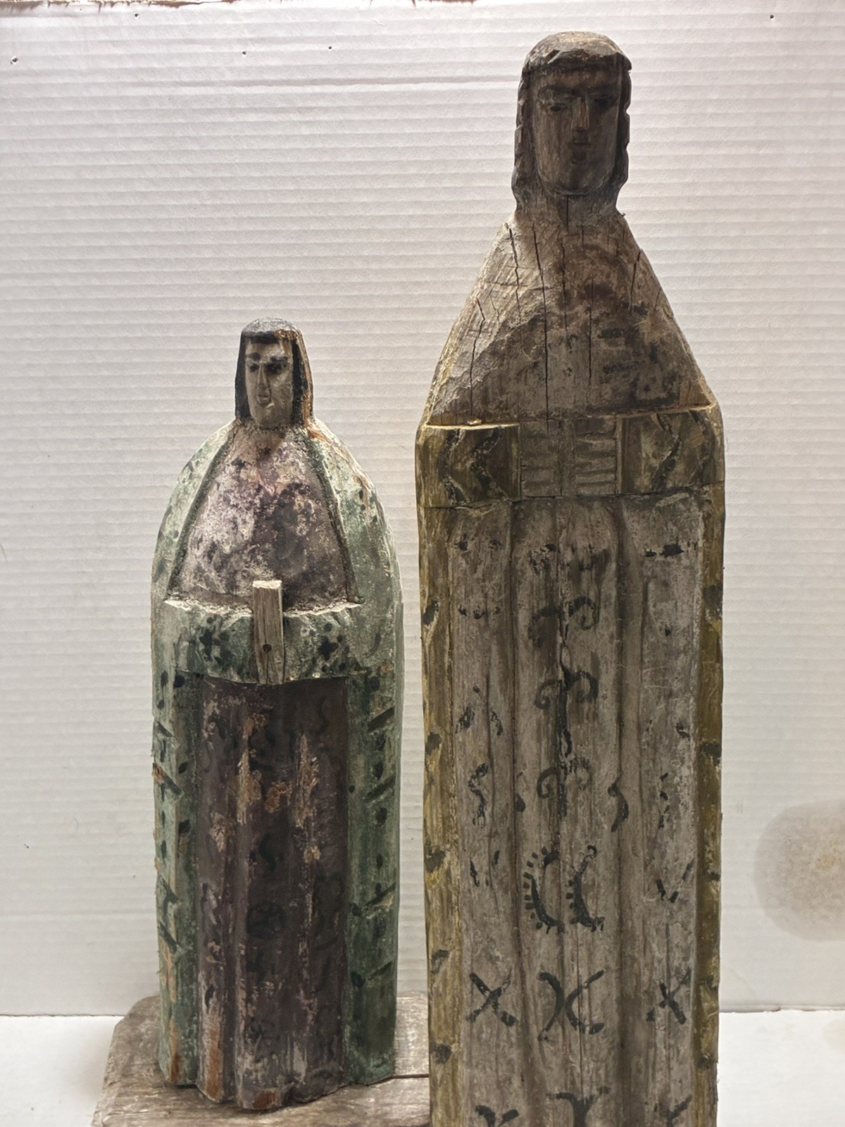 Vintage Hand Carved Wood Santo Figure Hand Painted Religious Figures ...