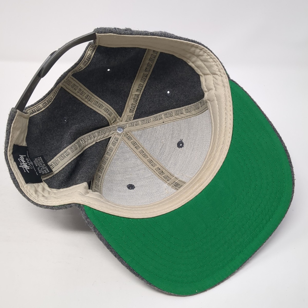 Stussy Capz Snapback Hat Gray Patch S Logo Wool Blend Adjustable