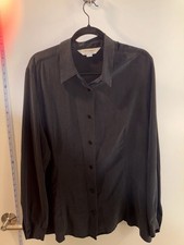 Marina Rinaldi Black 100% Silk Button Down Sh...