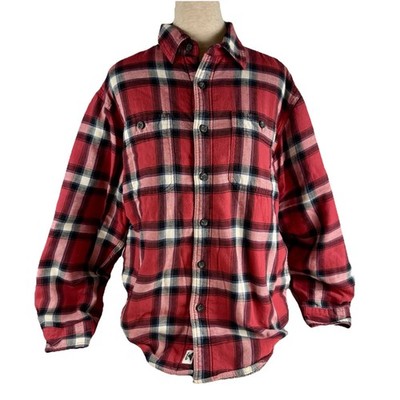 VTG Men's Medium Wrangler Flannel Sherpa Lined Flannel Shirt Red Plaid