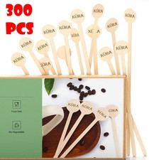 300 Piece 5.9" Wood Round End Coffee Stirrers Birch Stirring Sticks - Hot Cold