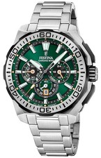 Image of Festina Chrono Bike 2025 (45.5mm) Green Dial / Stainless Steel Bracelet