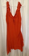 Wild fable Medium Orange Ruffle V Neck Ruched Side Mini Dress