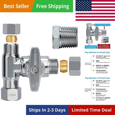 Brass Angle Stop Add-A-Tee Valve for TOTO Washlet Bidet and Handheld Sprayer,...