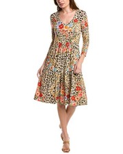 Johnny Was T32822-8 Cheetah Tiered Tea Length Dress Multi $210rt sz S NWT