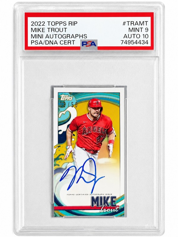 2022 Topps RIP Mike Trout Mini Autographs #/50 PSA 9 10 Auto