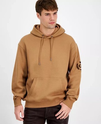 GUESS E9925 Men's Eco Chenille Logo Hoodie, Coconut Latte Size M