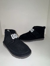 UGG Kids Slide Black Fluff Yeah Size 5Y Big Kids Logo Strap