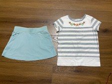 Lot of 2 Hanna Andersson Items Blue Skort Elastic Waist  Striped Top size 110