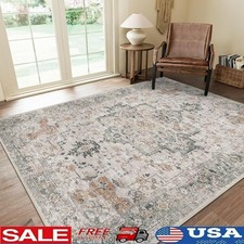 Soft Non-Slip Floral Area Rug Machine Washable Indoor Mat Multi-Purpose Utility