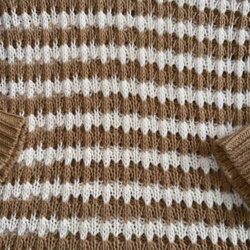 Women’s Ann Taylor LOFT Cream Striped Cable Knit Sweater Size L - Picture 3 of 7