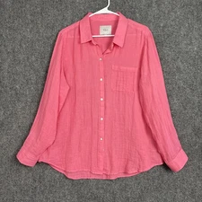 Rails Ellis Top Blouse  Womens Size XL Malibu Pink Beach Preppy Coastal Organic
