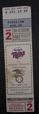 10/9/91 Minnesota Twins American Championship Series Game 2 Ticket Stub