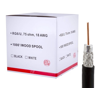 Cable RG6 UTP 1000 ft Shielded Coaxial Cable ETL Listed for use with Audio, V...