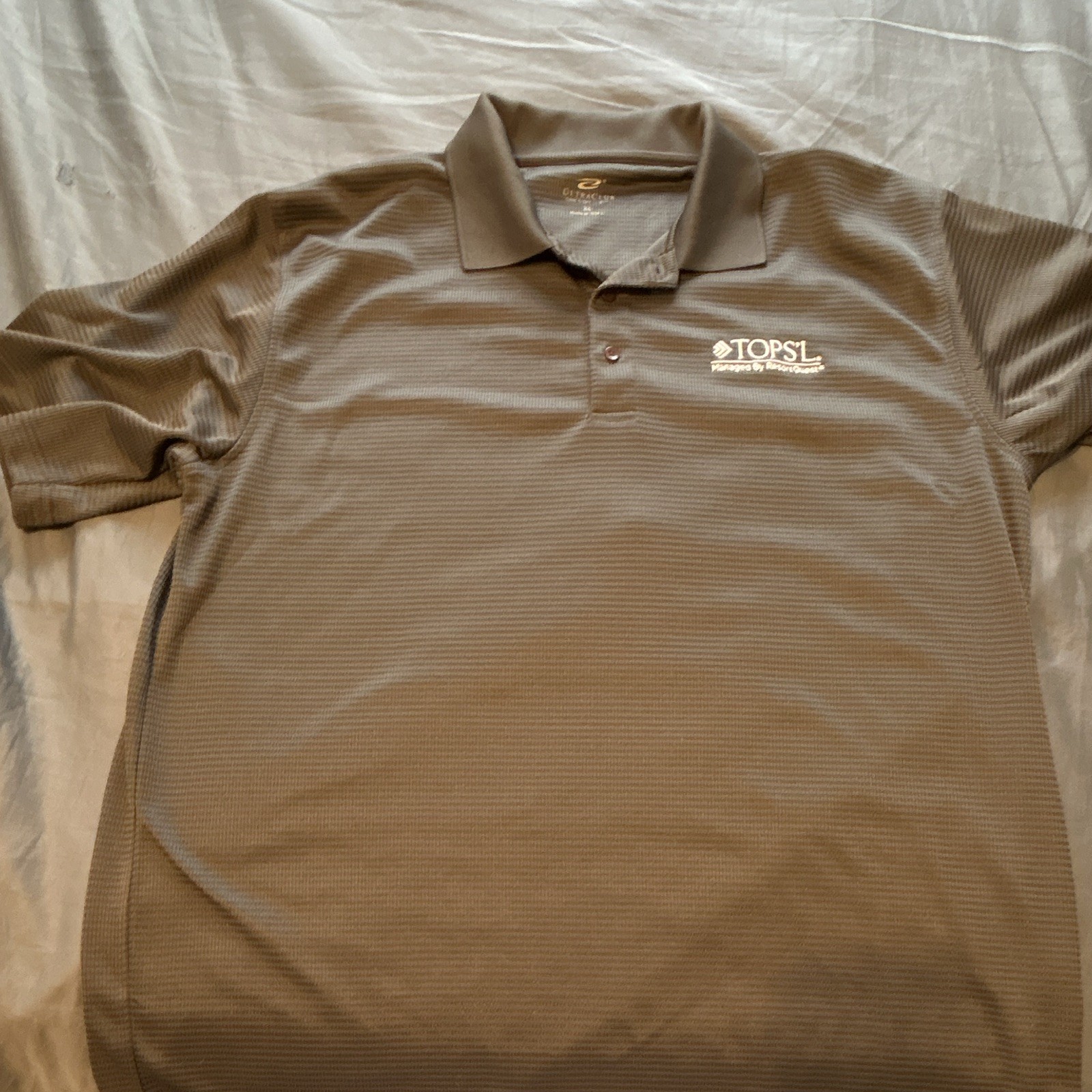 UltraClub Cool & Dry Men's XL Gray Striped Moisture Wicking Polo Shirt