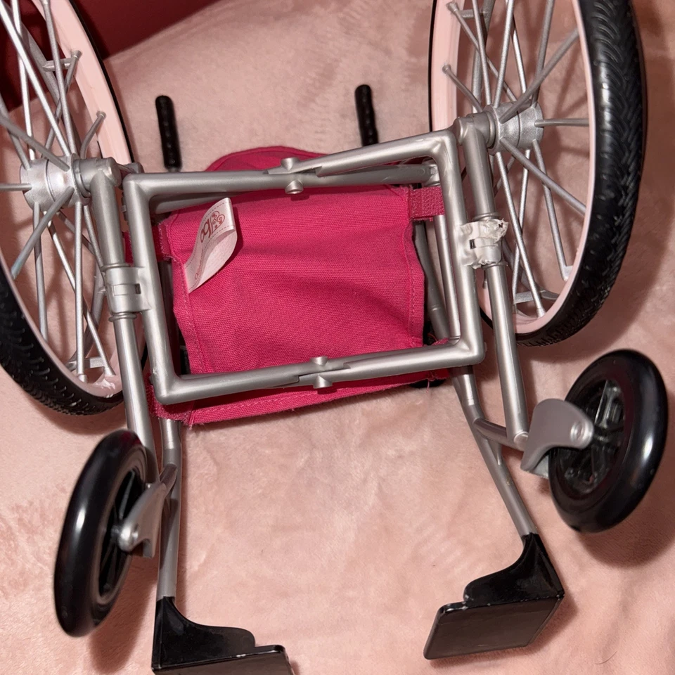 OG Pink Folding Wheel Chair Accessory for 18" American Girl My Life Dolls - Image 2 of 4