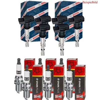 6x BOSCH Zündspule + CHAMPION Zündkerze für Alfa Romeo 156 932_ 2.5 V6 24V