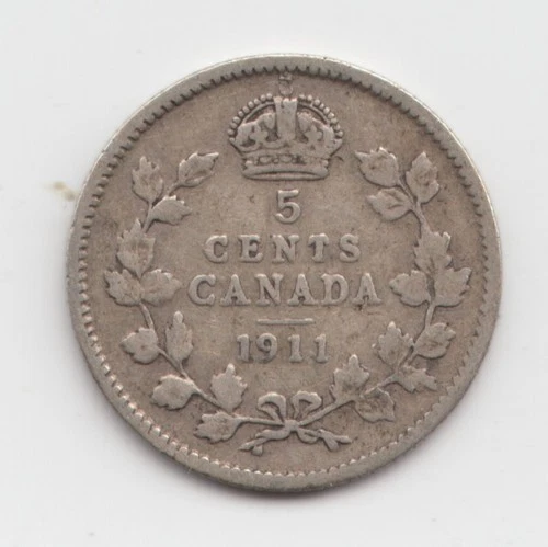 1911 Canada 5 Cents Silver — photo from the most recent tracked eBay sale