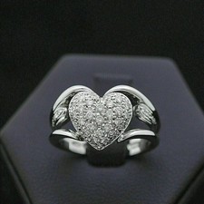 2Ct Round Cut Lab-Created Diamond Heart Shape Wedding Ring 14k White Gold Plated