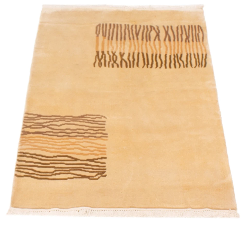 Vintage Ivory Traditional 3'0" x 5'3" Hand-Knotted Oriental Wool Area Rug - Image 3 of 4