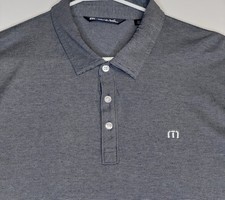 Travis Mathew Golf Polo Shirt Men's 2XL Gray Black Stripe Poly Blend Stretch