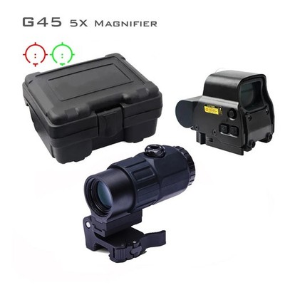 G45 G43 G33 Magnifier / 558 Holographic Red Green Reflex Sight Scope QD Mount