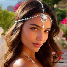 Rhinestone Head Chain Bridal Crystal Headbands 1 Count Pack of 1 silver